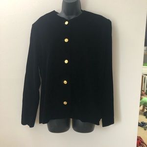 Black Velvet Formal Blazer with Gold Buttons